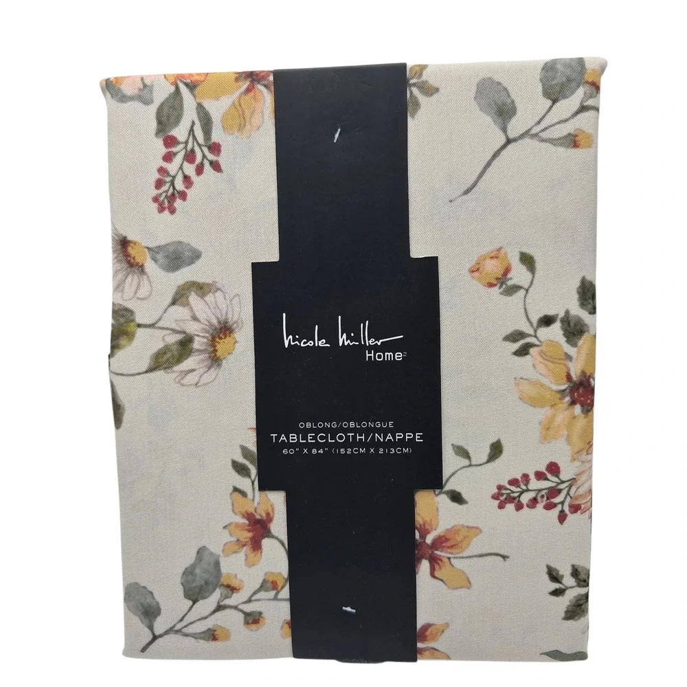 Nicole Miller Summer Autumn Floral Tablecloth 60x84in Oblong Multi‎